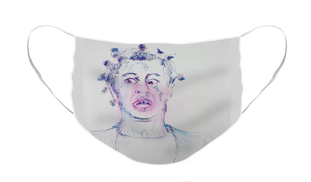 Crazy Eyes Face Mask featuring the painting Crazy Eyes by Madeleine Arnett