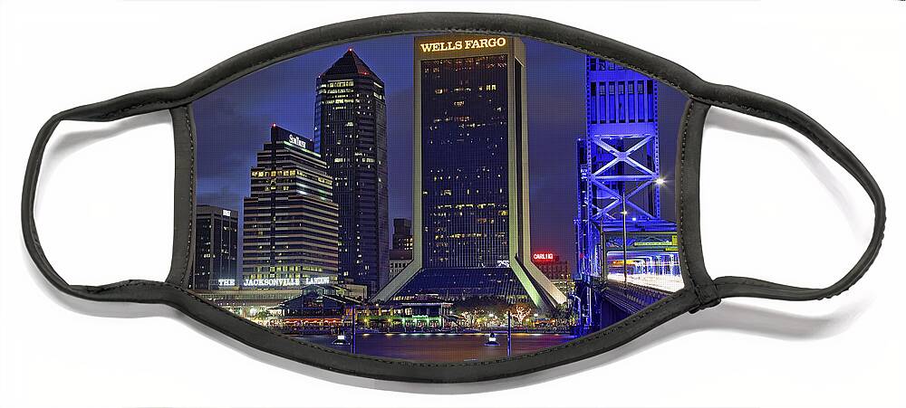 Jacksonville Face Mask featuring the photograph Crossing the Main Street Bridge - Jacksonville - Florida - Cityscape by Jason Politte
