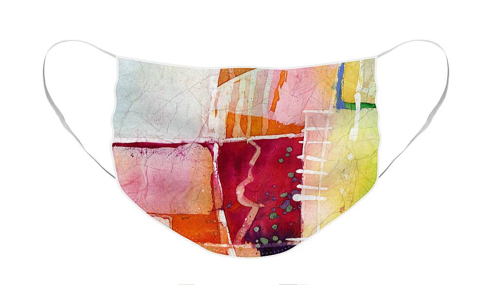 Abstract Face Mask featuring the painting Crossroads - Red by Hailey E Herrera