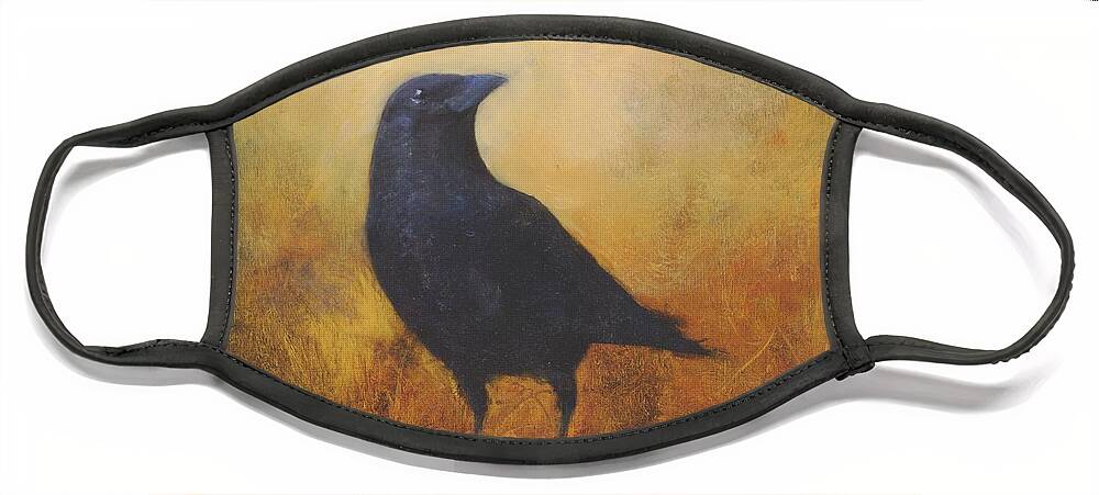 Bird Face Mask featuring the painting Crow 25 by David Ladmore
