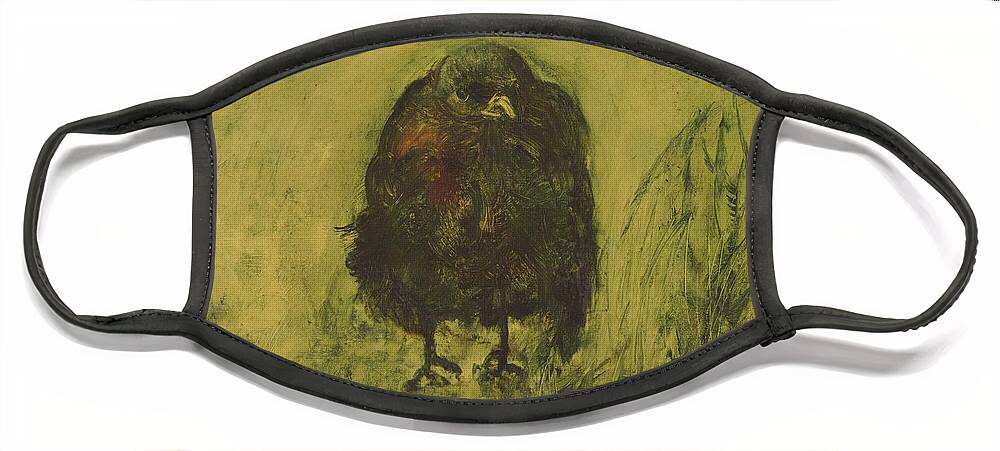 Bird Face Mask featuring the painting Crow 26 by David Ladmore