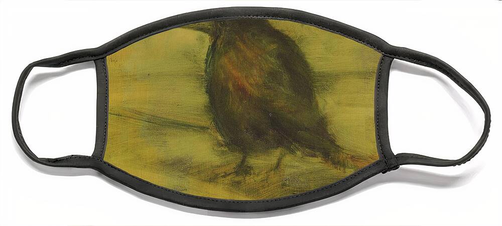 Bird Face Mask featuring the painting Crow 27 by David Ladmore