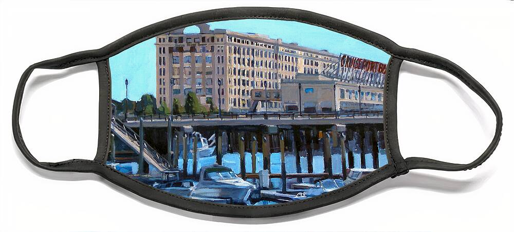 Boston Face Mask featuring the painting Cruiseport Boston by Deb Putnam