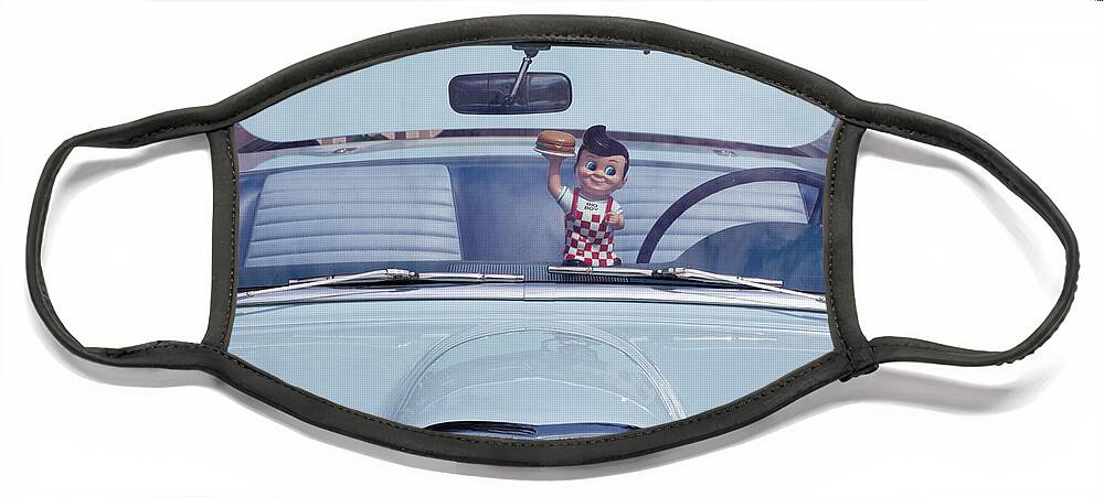 Cruisin' With Bob Face Mask featuring the photograph Cruisin' with Bob -- 1957 Ford Thunderbird and Big Boy at Paso Robles Classic Car Show, California by Darin Volpe