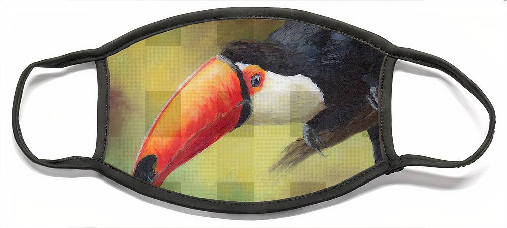 Toucan Face Mask featuring the painting Curious by Kirsty Rebecca