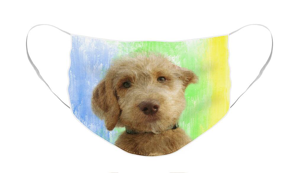 Puppy Face Mask featuring the painting Cuter Than Cute by Diane Chandler