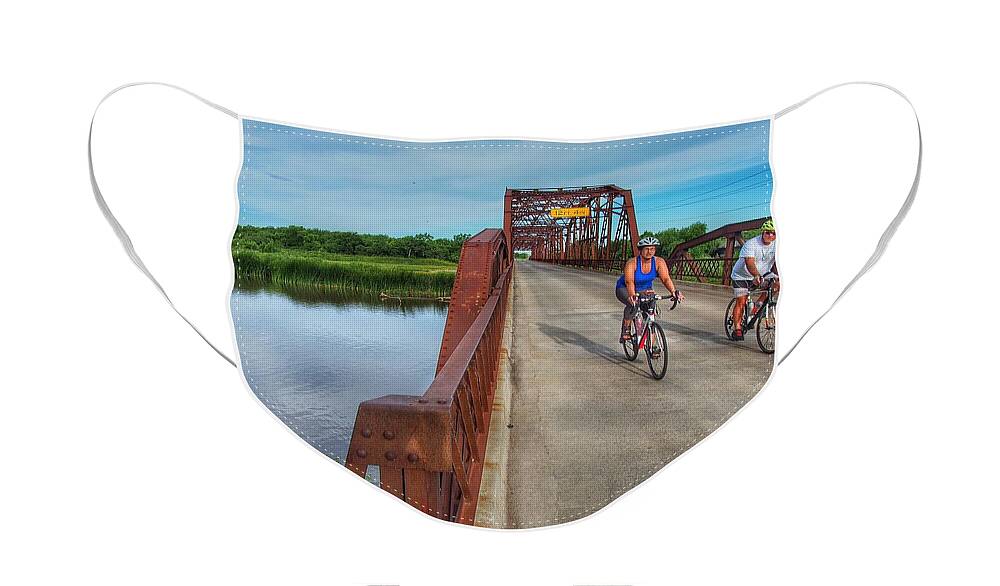 Lake Overholser Face Mask featuring the photograph Cycling Route 66 by Buck Buchanan