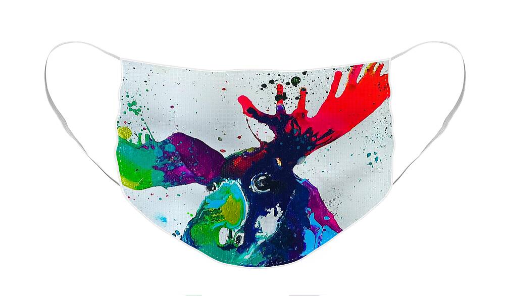 Moose Face Mask featuring the painting Da-Moose by Kasha Ritter