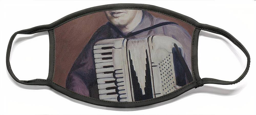 Music Face Mask featuring the painting Daddy and His Accordion by Jill Ciccone Pike