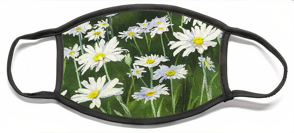 Flowers Face Mask featuring the painting Dancing Daisies by Marsha Karle