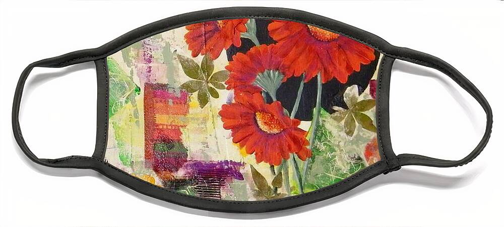 Abstract Face Mask featuring the painting Dancing with the Daisies II by Terry Honstead