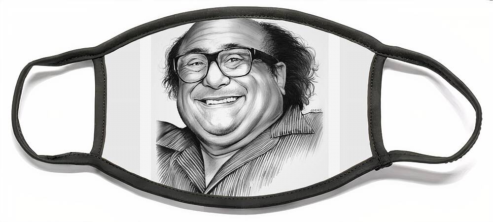 Dannydevito Face Mask featuring the drawing Danny DeVito by Greg Joens