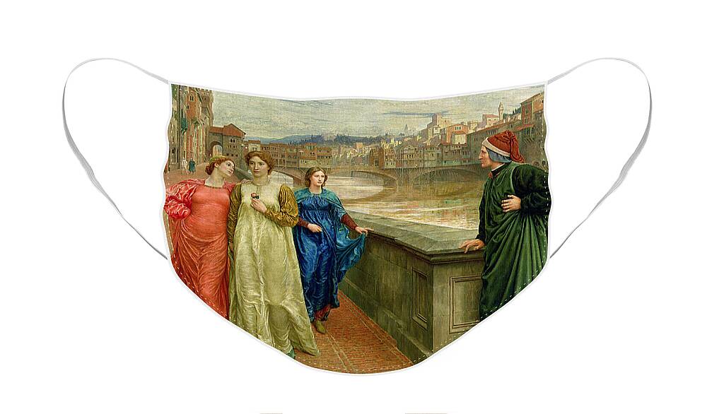 Dante And Beatrice Face Mask featuring the painting Dante and Beatrice by Henry Holiday