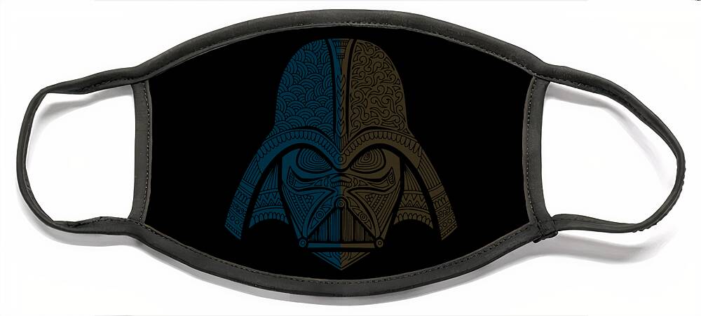 Darth Vader Face Mask featuring the mixed media Darth Vader - Star Wars Art - Blue Brown by Studio Grafiikka