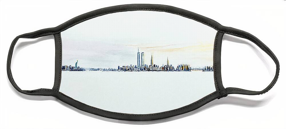 Artwork Face Mask featuring the painting Dawn New York City by Jack Diamond