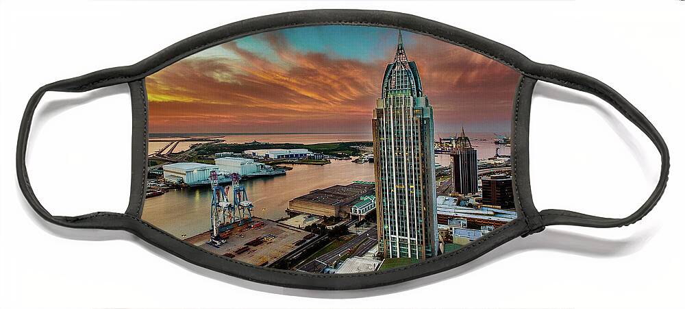 Mobile Face Mask featuring the photograph Dawn Over Mobile River by Michael Thomas