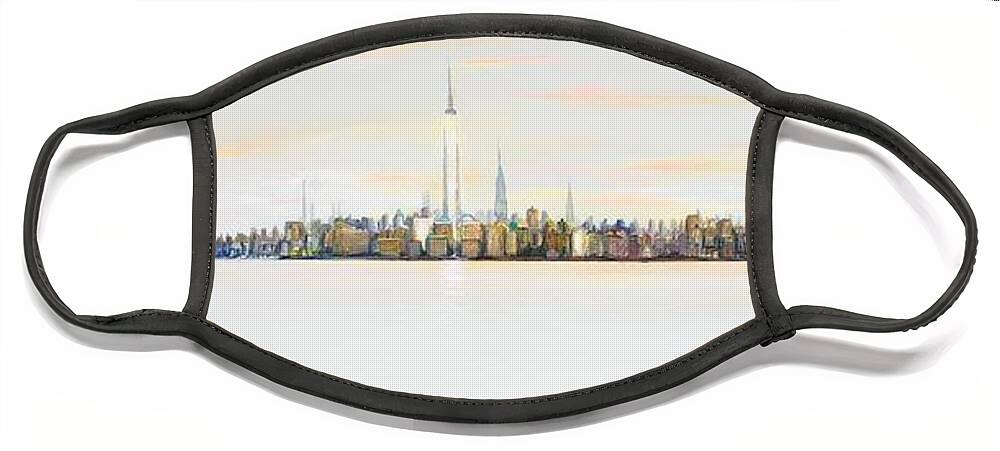 Manhattan Face Mask featuring the painting Dawns Early Light by Jack Diamond