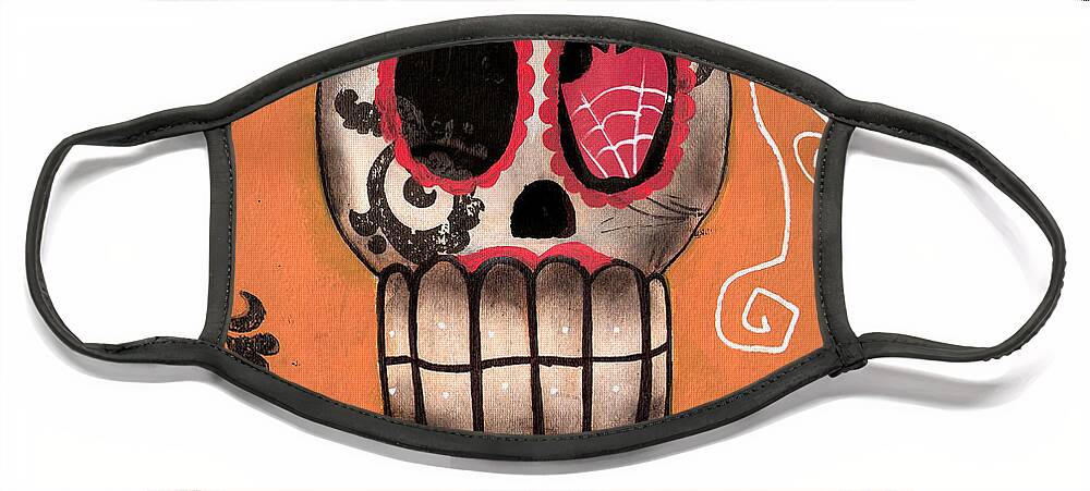 Day Of The Dead Face Mask featuring the painting Day of the Dead Watermelon by Abril Andrade