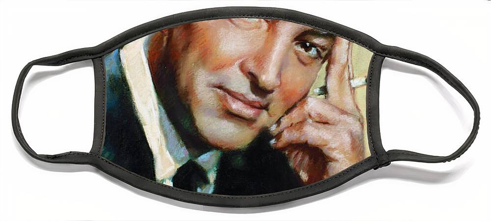Dean Martin Face Mask featuring the pastel Dean Martin by Ylli Haruni
