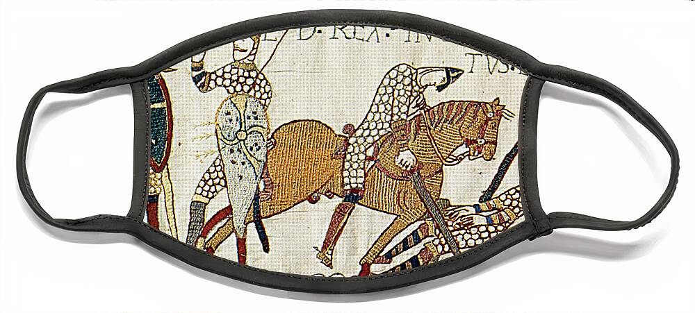 History Face Mask featuring the photograph Death Of Harold, Bayeux Tapestry by Photo Researchers