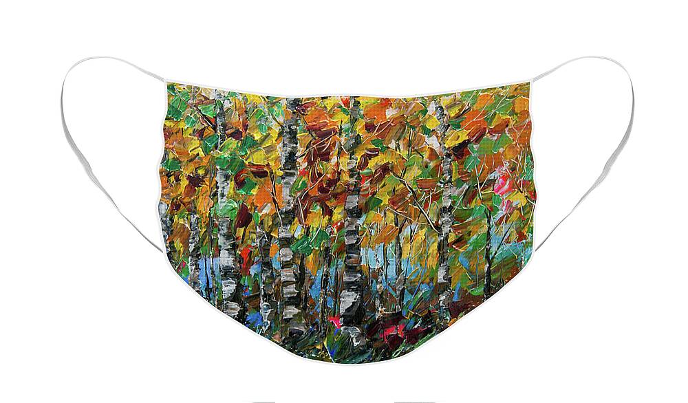  Face Mask featuring the painting Deep in the Woods by Lena Owens - OLena Art Vibrant Palette Knife and Graphic Design