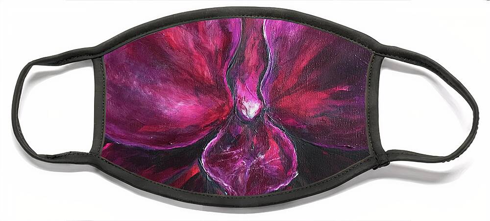 Purple Face Mask featuring the painting Deep Purple Orchid by Michelle Pier