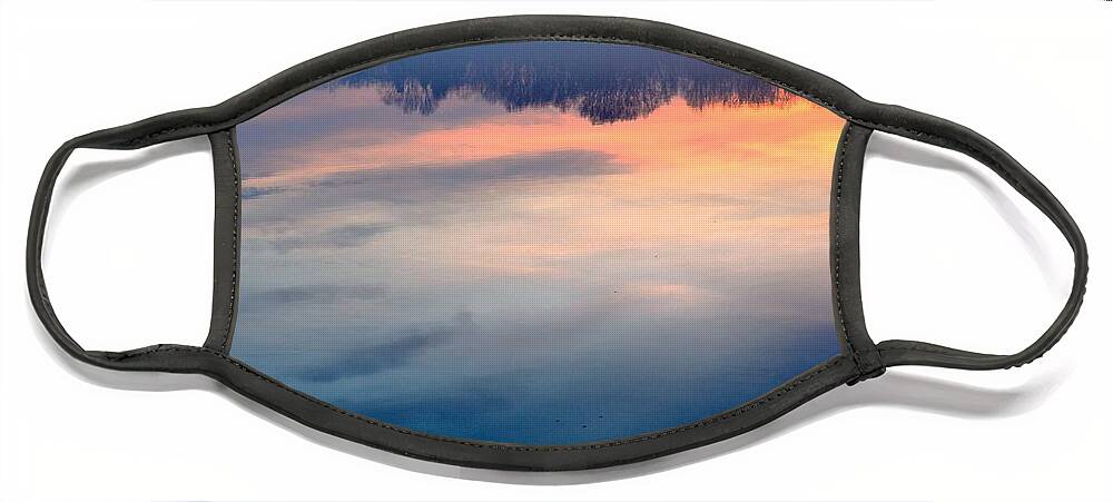 Delaware Face Mask featuring the photograph Delaware River Abstract Reflections Foggy Sunrise Nature Art by Robyn King