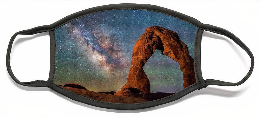 Delicate Arch Face Mask featuring the photograph Delicate Air Glow by Darren White