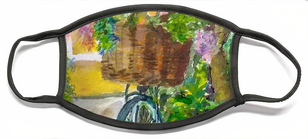 Bicycle Face Mask featuring the painting Delivering Blessings by Cheryl Wallace