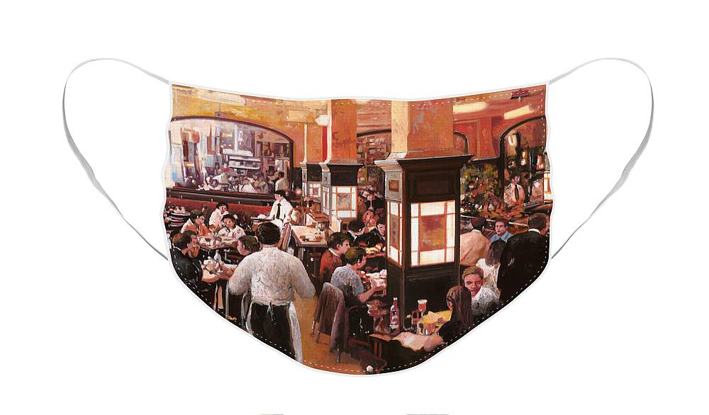Coffee Shop Face Mask featuring the painting Dentro Il Caffe by Guido Borelli