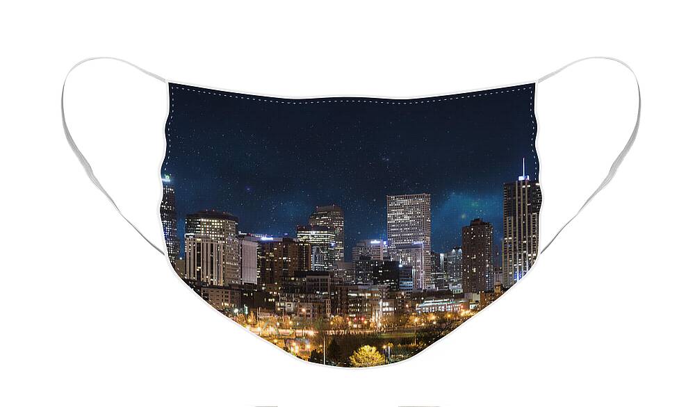 America Face Mask featuring the photograph Denver Under a Night Sky by Juli Scalzi