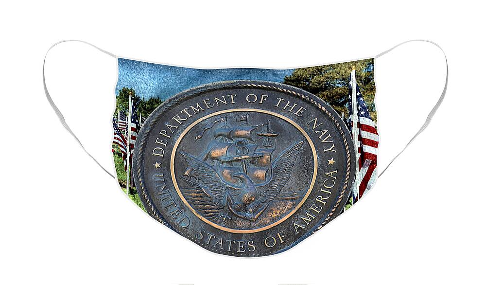 U.s. Navy Face Mask featuring the mixed media Department Of The Navy - United States by Glenn McCarthy Art and Photography