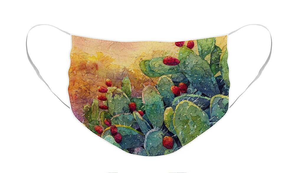 Cactus Face Mask featuring the painting Desert Gems 2 by Hailey E Herrera