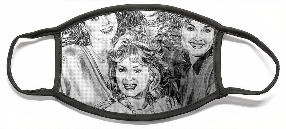 Delta Burke Face Mask featuring the drawing Designing Women by Bryan Bustard