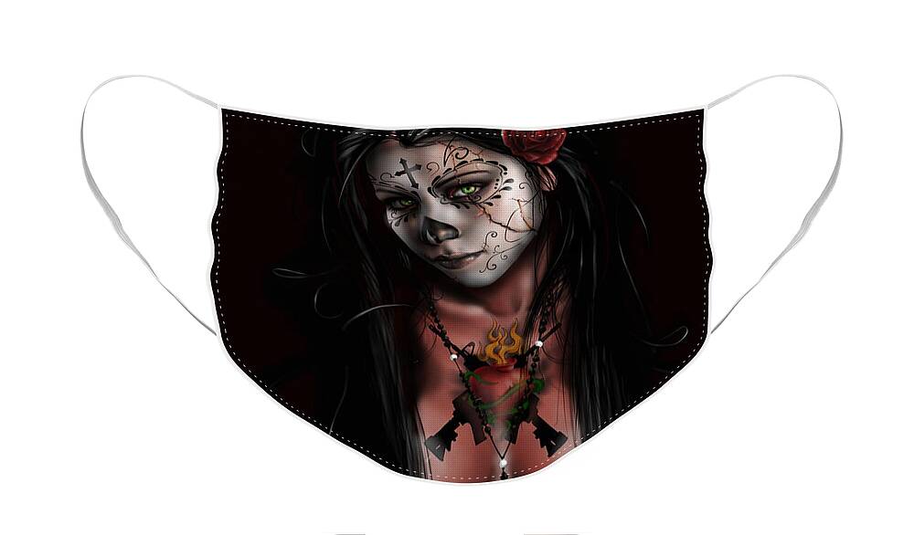 Pete Face Mask featuring the painting Dia De Los Muertos 3 by Pete Tapang