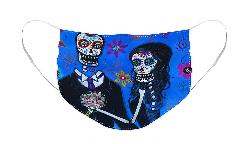Amy Face Mask featuring the painting Dia De Los Muertos Special Wedding by Pristine Cartera Turkus