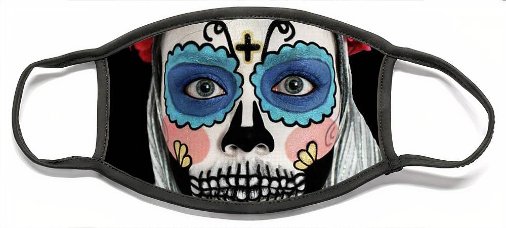 Dia De Muertos Face Mask featuring the photograph Dia de Muertos - Las Catrinas by Marisol VB