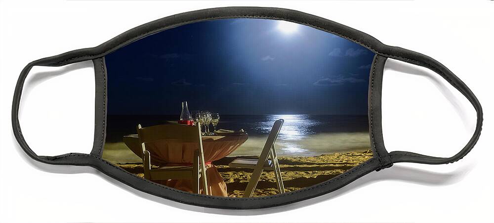 Punta Cana Face Mask featuring the photograph Dinner for Two in the Moonlight by Nicole Lloyd