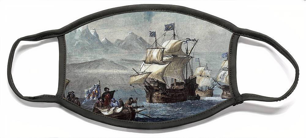 History Face Mask featuring the photograph Discovery Of Straits Of Magellan, 1520 by Science Source