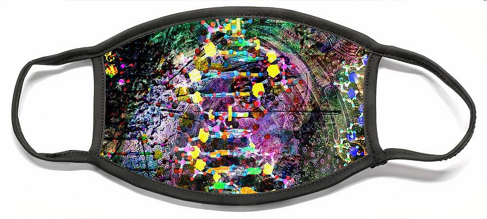 Abstract Face Mask featuring the digital art DNA Dreaming 7 by Russell Kightley