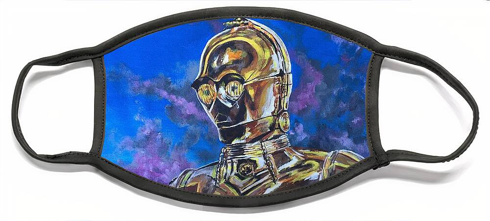 Pop Art Face Mask featuring the painting Do Droids Cry Electric Tears? by Joel Tesch
