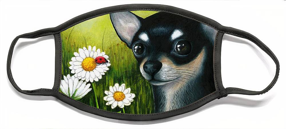 Dog Face Mask featuring the painting Dog 79 Chihuahua by Lucie Dumas