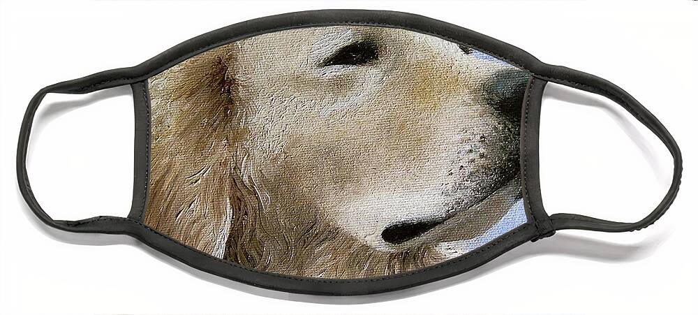 Dog Face Mask featuring the painting Dog 98 by Lucie Dumas