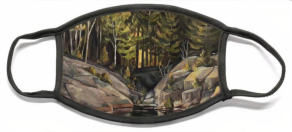 Pemigewasset River Face Mask featuring the painting Down by the Pemigewasset River by Nancy Griswold