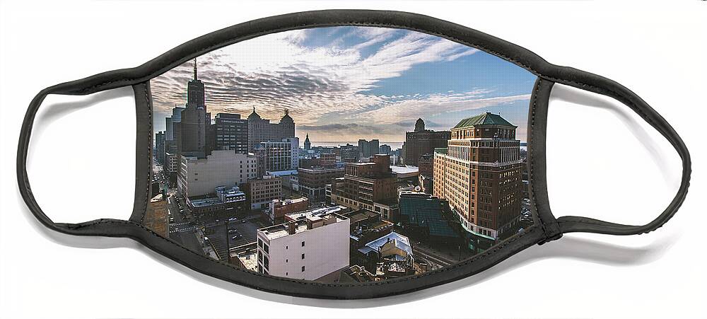 Buffalo Face Mask featuring the photograph Downtown Buffalo from the roof of the Electric Tower by Jay Smith