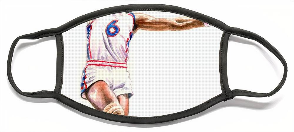 Basketball Face Mask featuring the painting Dr J by Ken Meyer jr