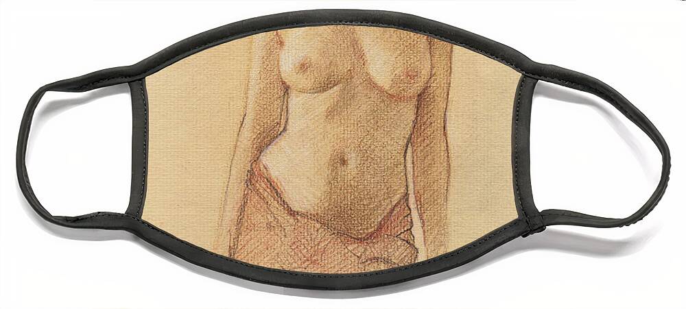 Breasts Face Mask featuring the drawing Draped Figure by David Ladmore