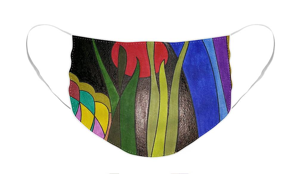 Geometric Art Face Mask featuring the glass art Dream 240 by S S-ray