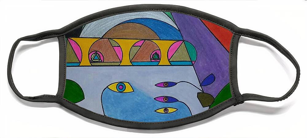 Geometric Art Face Mask featuring the glass art Dream 264 by S S-ray