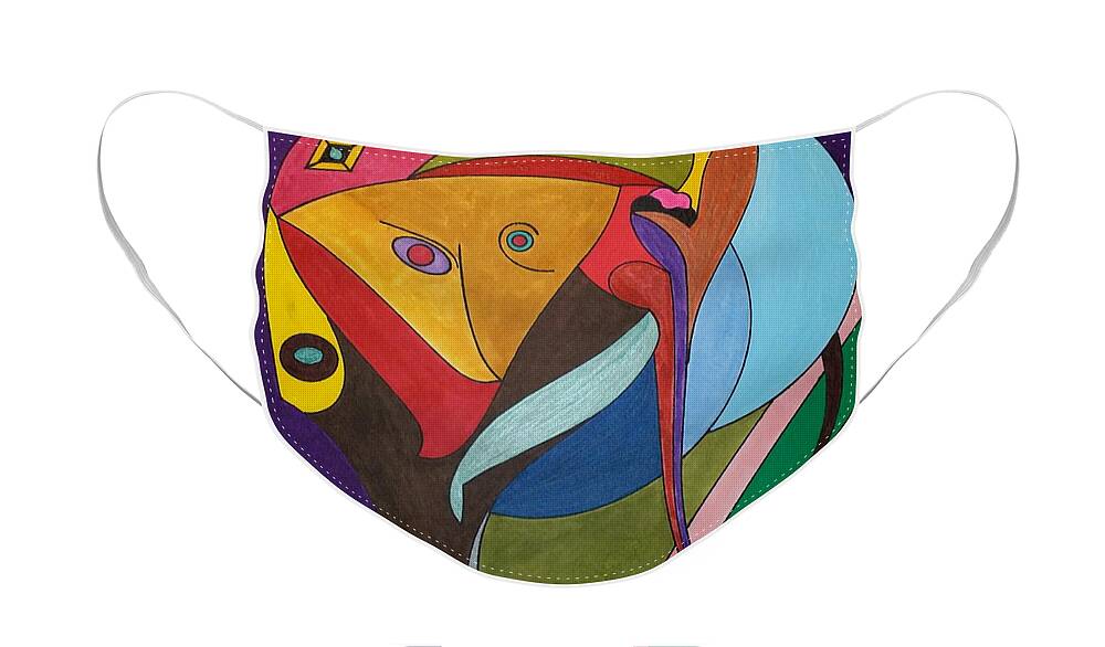 Geometric Art Face Mask featuring the painting Dream 287 by S S-ray